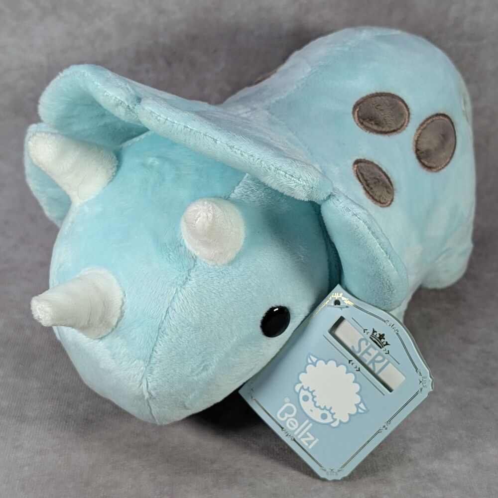 Bellzi Seri Blue Triceratops Dinosaur Plush 12" Cute Stuffed Animal Toy NWT Tag